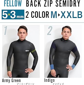 Amazon | FELLOW セミドライ ウェットスーツ バックジップ 5mm 3mm