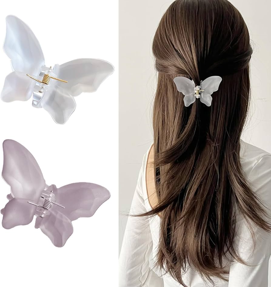 Amazon.co.jp: Coollooda ヘアクリップ （2個入）バンスクリップ 蝶々