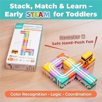 Amazon.com: QBI Magnetic Blocks for Toddlers 1-3｜School Bus Toy