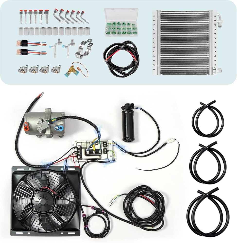 Amazon.co.jp: NEKPOKKA 12V 自動車用 DC 電気エアコン キット、RV