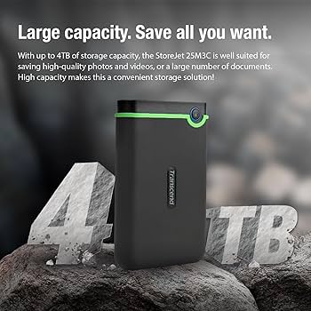 Amazon | Transcend ポータブルHDD 4TB 耐衝撃 USB3.1 Gen1 [Type-C] 3