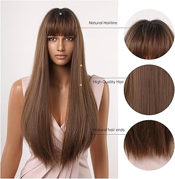 Amazon.com : wig Natural Hair Wigs Heat Resistant Fiber Brown