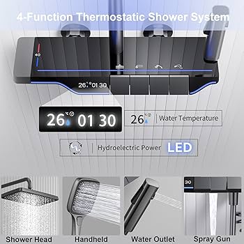 Shower System Thermostatic, Piano Key Shower Faucet Set with