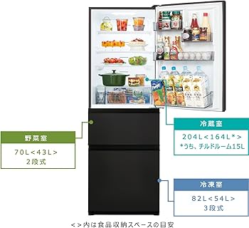 Amazon | 東芝 冷蔵庫 幅60㎝ 356L マットチャコール GR-T36SC (KZ) 3