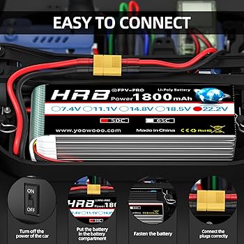 Amazon.com: HRB 6S 1800mAh Lipo Battery with XT60 Plug 50C 22.2V