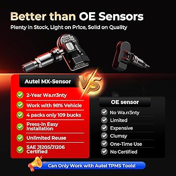 Autel Sensor TPMS 1-Sensor, MX-Sensor 315MHz + 433MHz Válvula de