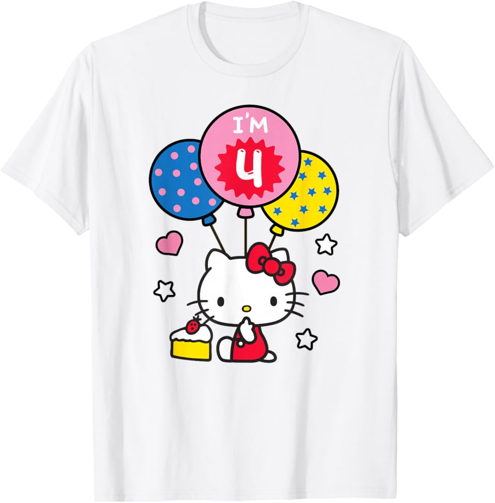 Amazon.com: Hello Kitty I'm 4 Birthday T-Shirt T-Shirt : Clothing