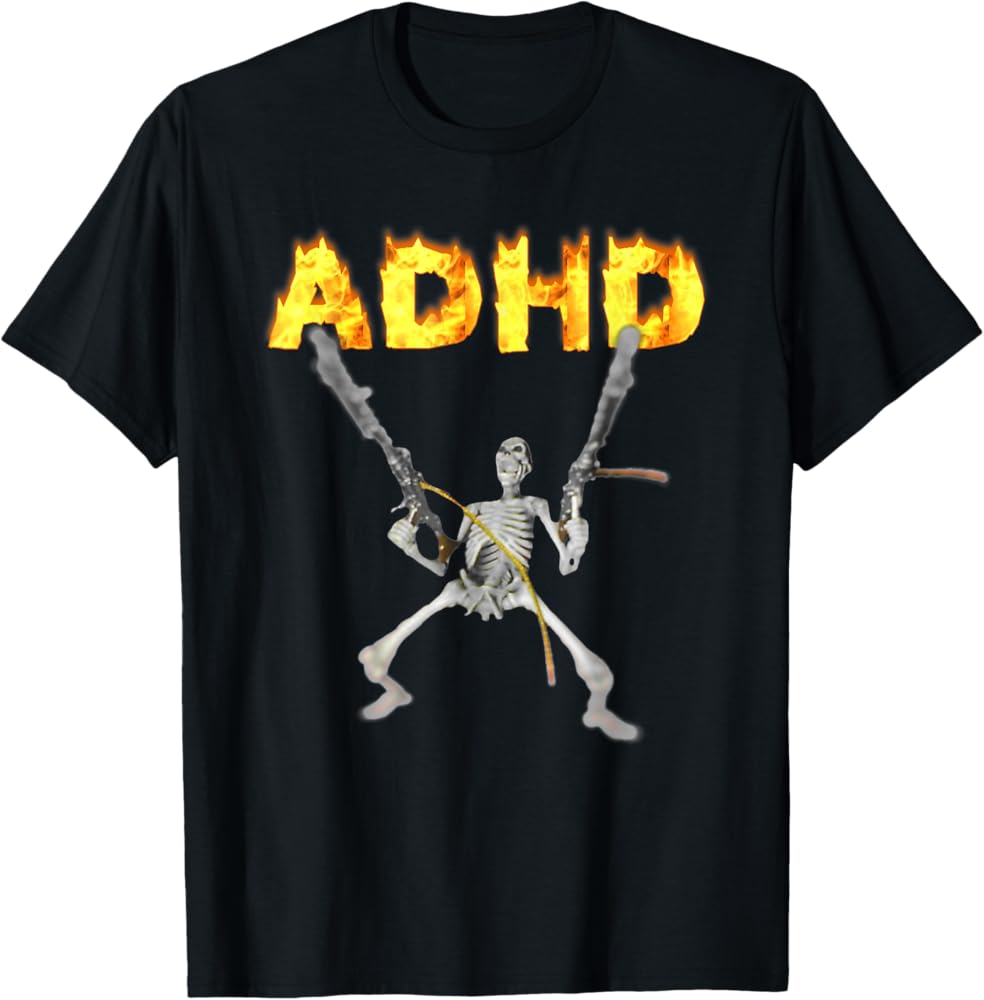 Amazon | ADHD スケルトンミーム Tシャツ | Tシャツ・カットソー 通販