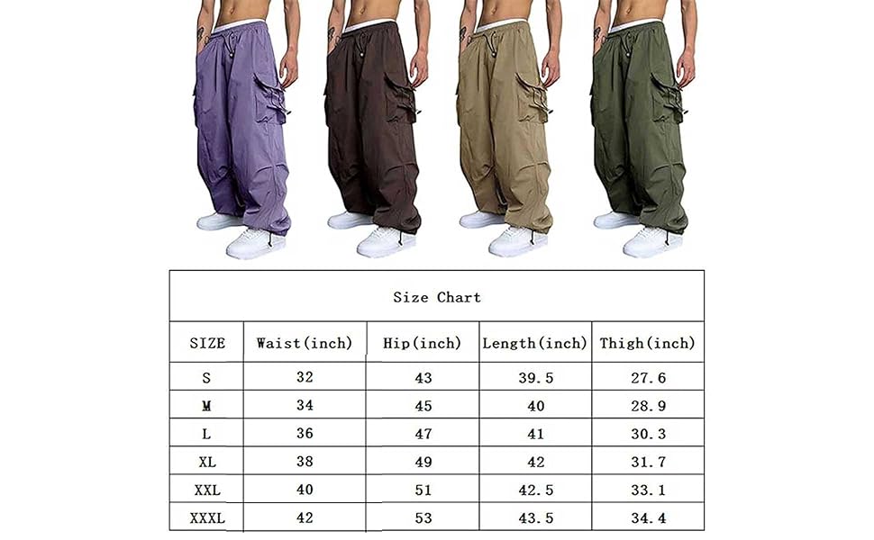 Banana Bucket Men's Loose-Fit Baggy Cargo Pants Casual Parachute