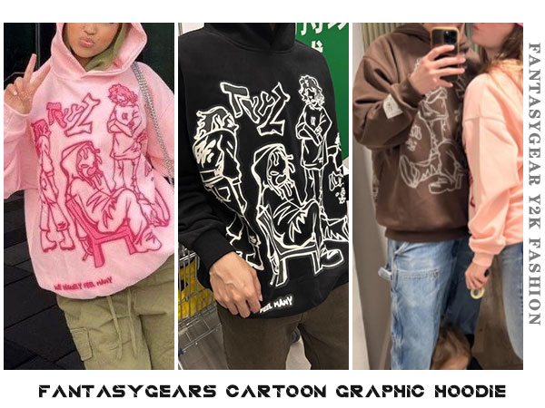 Amazon.com: FantasyGears Mens Hoodies Y2k Oversized Black Graphic