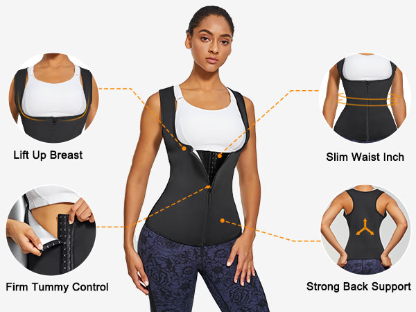 Amazon.com: LANCS Women Waist Trainer Vest Sauna Suit Zipper