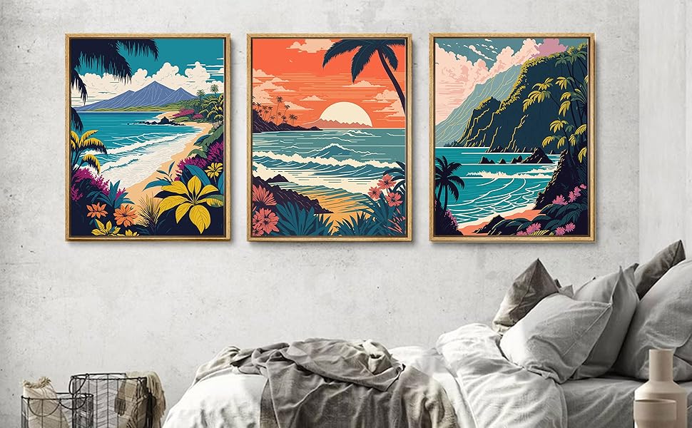 Amazon.com: EVPYXFUT 3Pcs Hawaii Travel Wall Art Retro Exotic