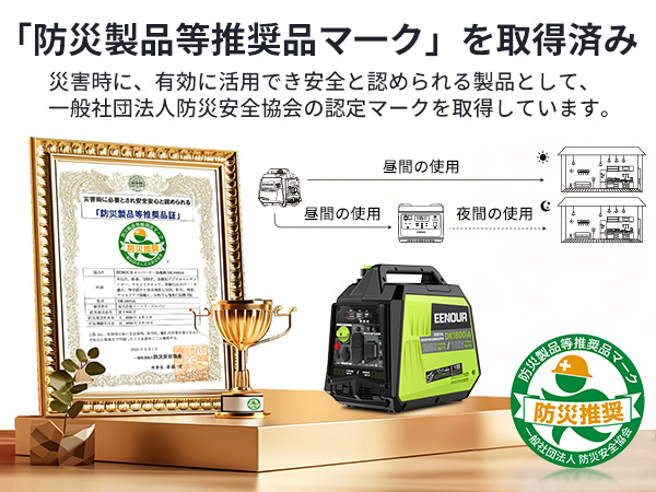 Amazon | EENOUR インバーター発電機 緑 DK1800iA 定格出力1.8kVA 正弦