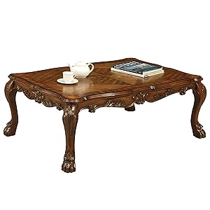 Amazon.com: Acme Dresden Rectangular Wooden Coffee Table in Cherry