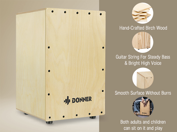 Amazon.com: Donner Cajon Box Drum Full Size, Percussion Instrument