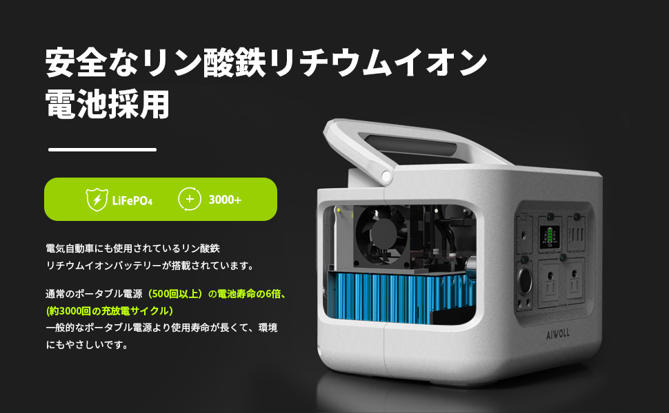 Amazon.co.jp: AIWOLL ポータブル電源 リン酸鉄リチウム 355Wh