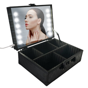 Amazon.co.jp: AKUSTOK メイクボックス 鏡付き LED照明 持ち運び 大