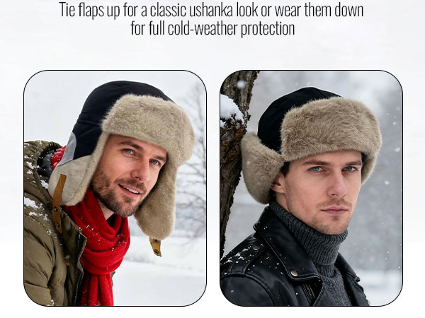 CLAPE Aviator Hat Winter Snowboard Fur Earflap Cap Trooper Trapper