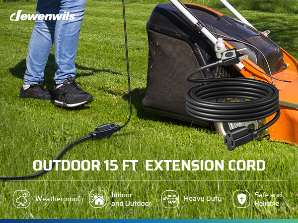 Amazon.com: DEWENWILS Extension Cord 15ft, 14/3 SJTW Weatherproof