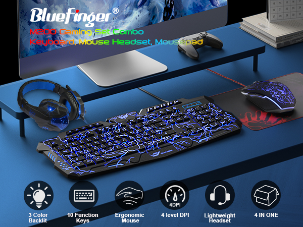 Amazon.com: BlueFinger Backlit Gaming Keyboard, Mouse and LED