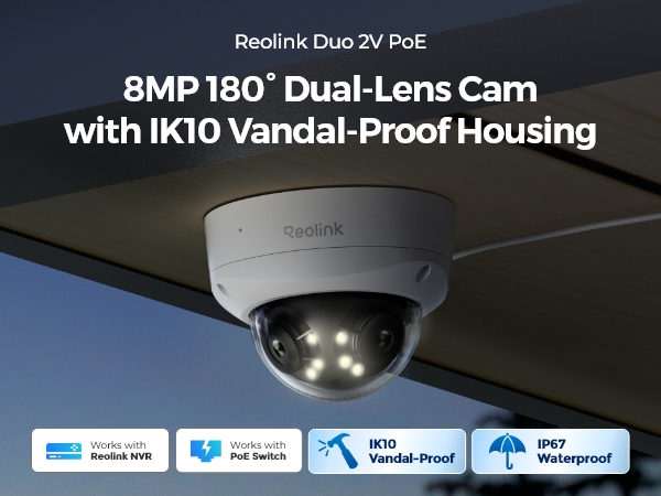 Amazon.com : REOLINK 4K 8MP 180° Dual-Lens PoE IP Camera, IK10
