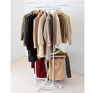 Amazon｜[山善] ハンガーラック 回転 2段 幅102×奥行102×高さ206cm