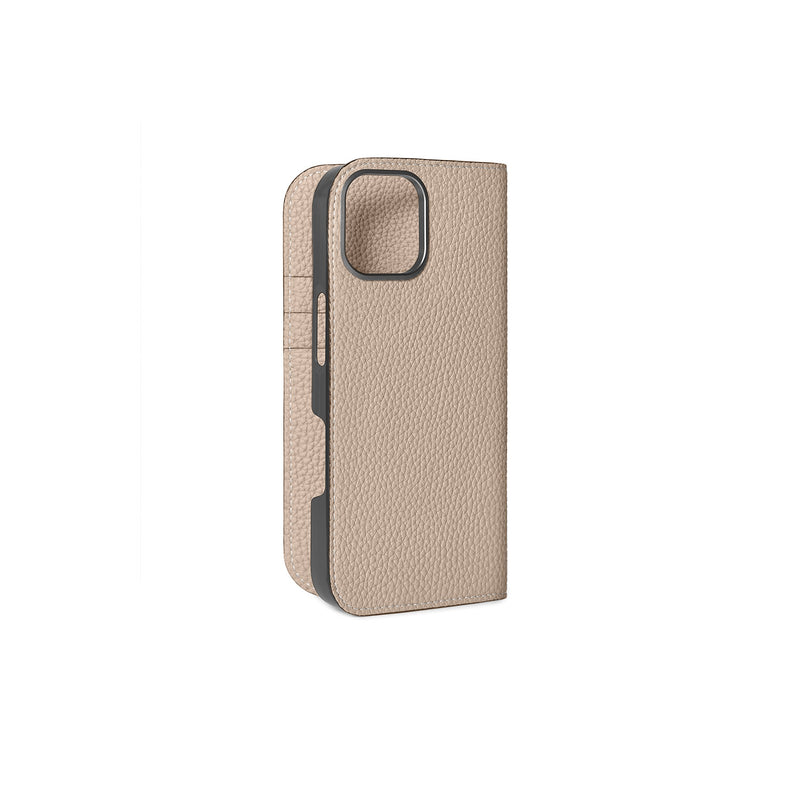 ダイアリーケース(iPhone 16) シュリンクレザー グレージュ – MINIMAL