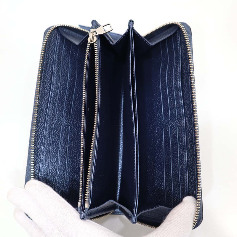 美品 LV 長財布 ジッピーウォレット M80958 アンプラント ネイビー
