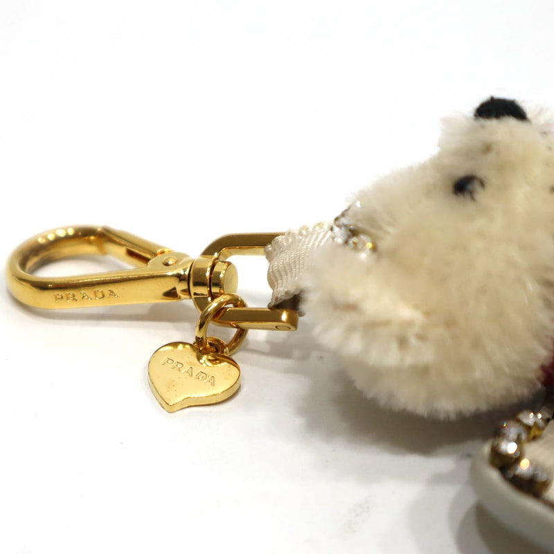 プラダ PRADA 熊チャーム ラインストーン くま クマ 熊 羽 チャーム 白