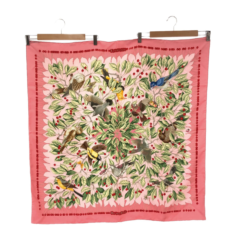 エルメス HERMES カレ90 スカーフ Les merises さくらんぼ ピンク 鳥