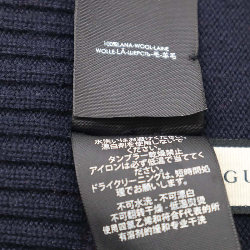 グッチ GUCCI ニット帽 M ネイビー レッド 494598 ビーニー キャップ