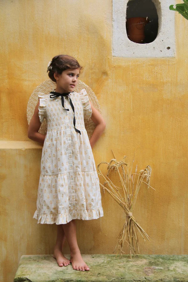 BONJOUR DIARY IBIZA LONG DRESS / GOLDEN FLOWER IVORY - Milk + Bots