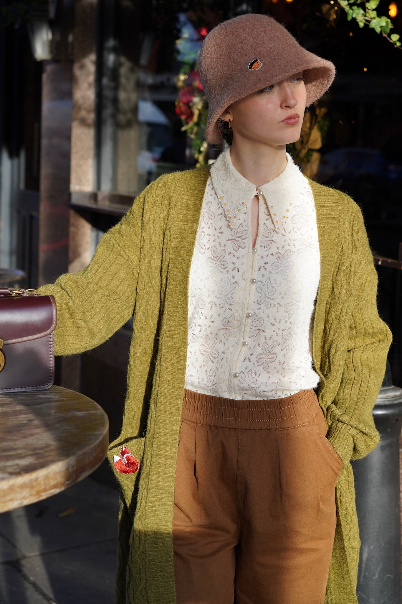 Slouchy Cable Fox Cardigan (Moss Green) – Miss Patina