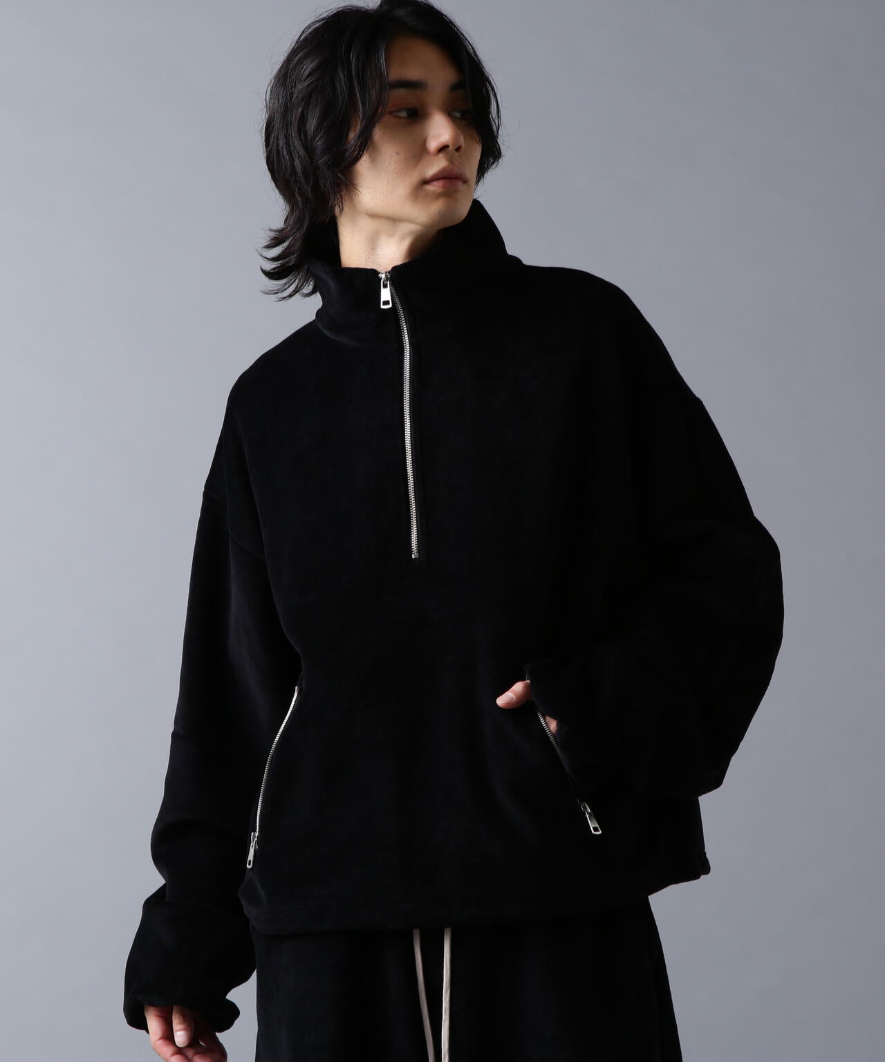 DankeSchon/ダンケシェーン/W-FACE VELOUR HALF ZIP STAND | L.H.P