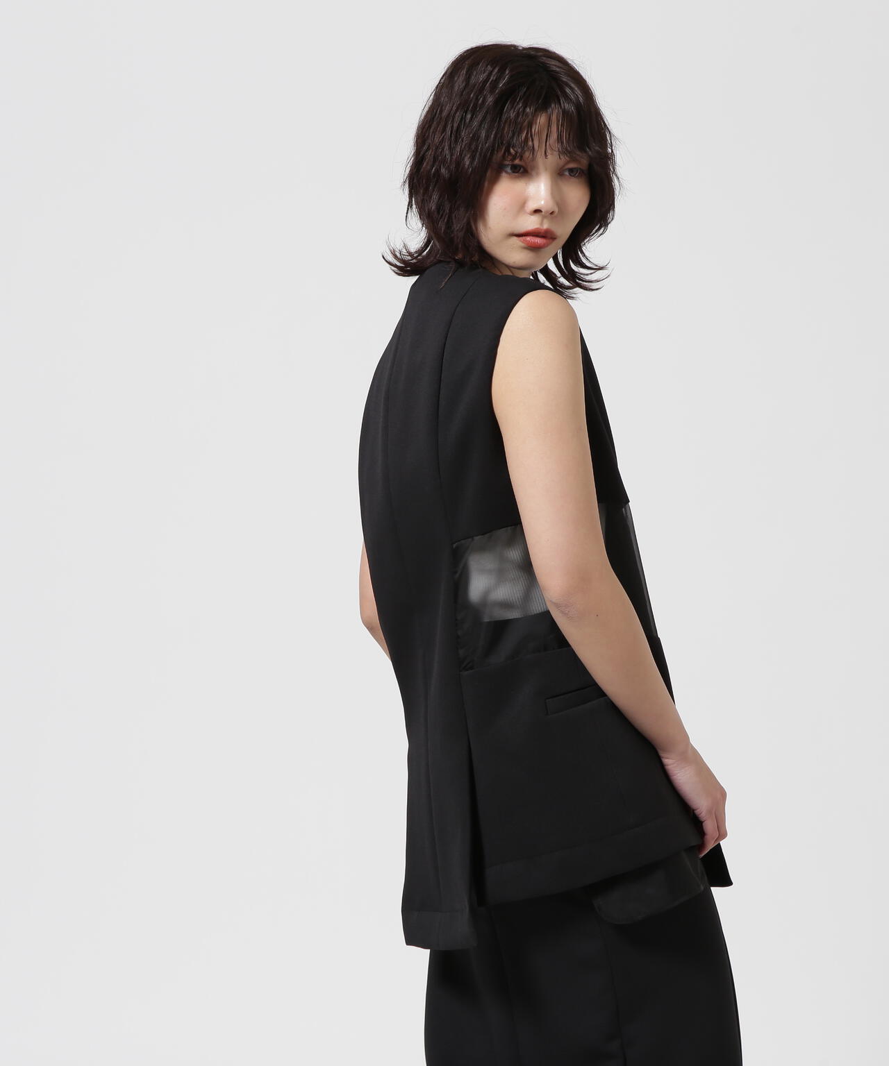 UN3D./アンスリード/SHEER LAYERED VEST/シアーレイヤードベスト