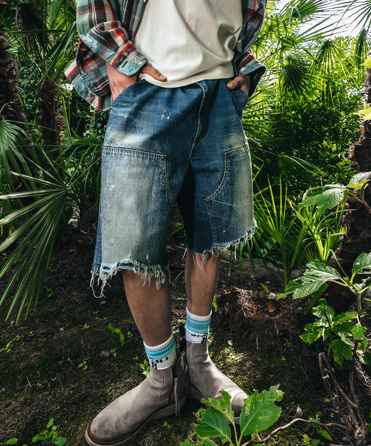 SAINT MICHAEL/セントマイケル/DOUBLE KNEE SHORTS/BLUE | ROYAL FLASH
