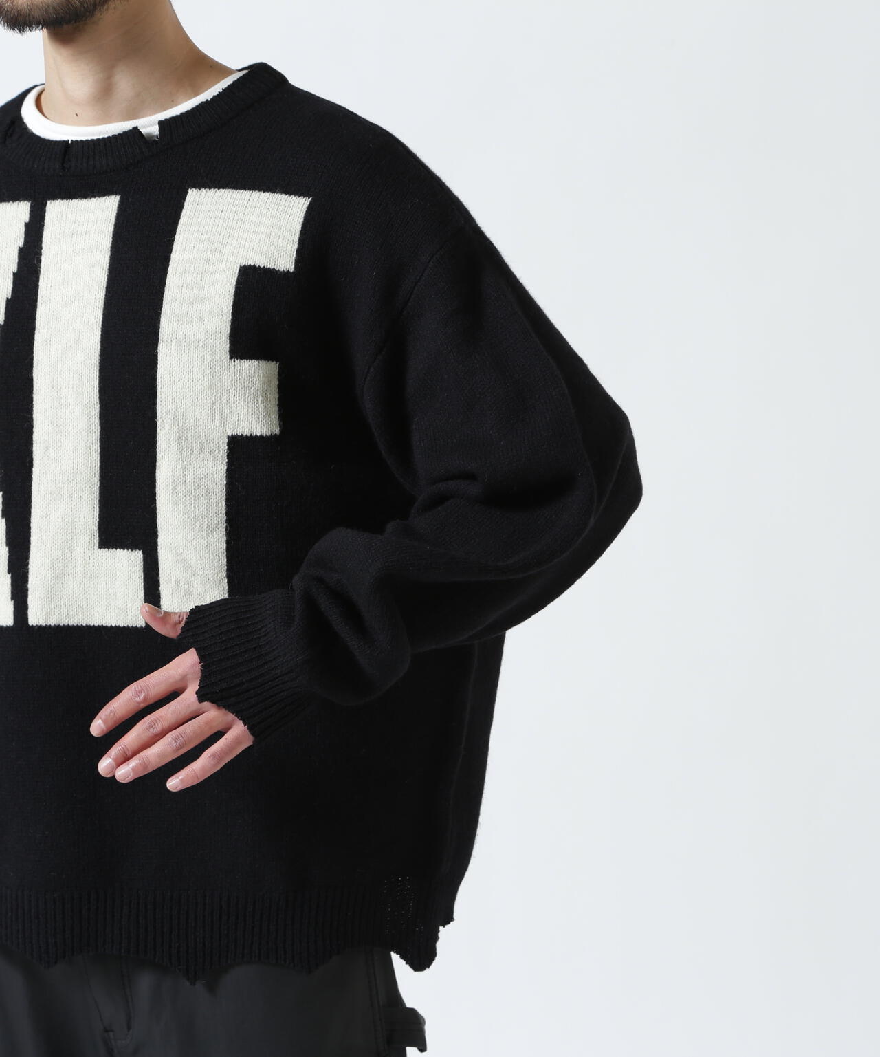 SAINT MICHAEL/セントマイケル/KLF CREW NEECK KNIT/KLF/BLACK | ROYAL