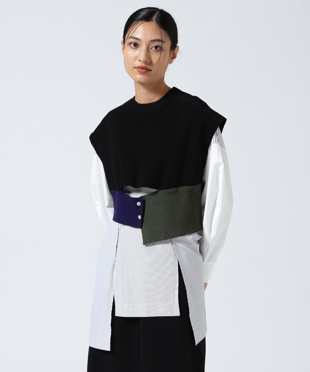 UN3D./アンスリード/KNIT VEST DOCKING SHIRT/ニットベストドッキング
