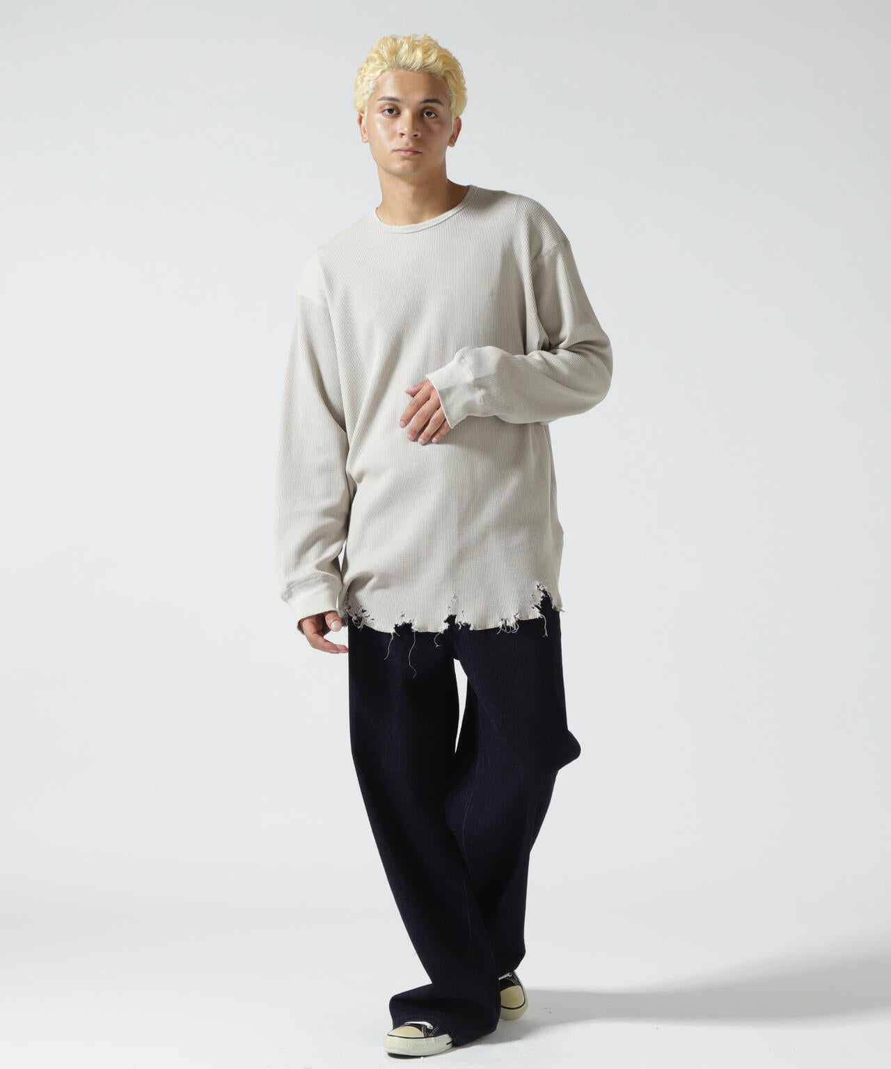 ANCELLM/アンセルム/DAMAGE WAFFLE CREW LS T | GARDEN（ガーデン