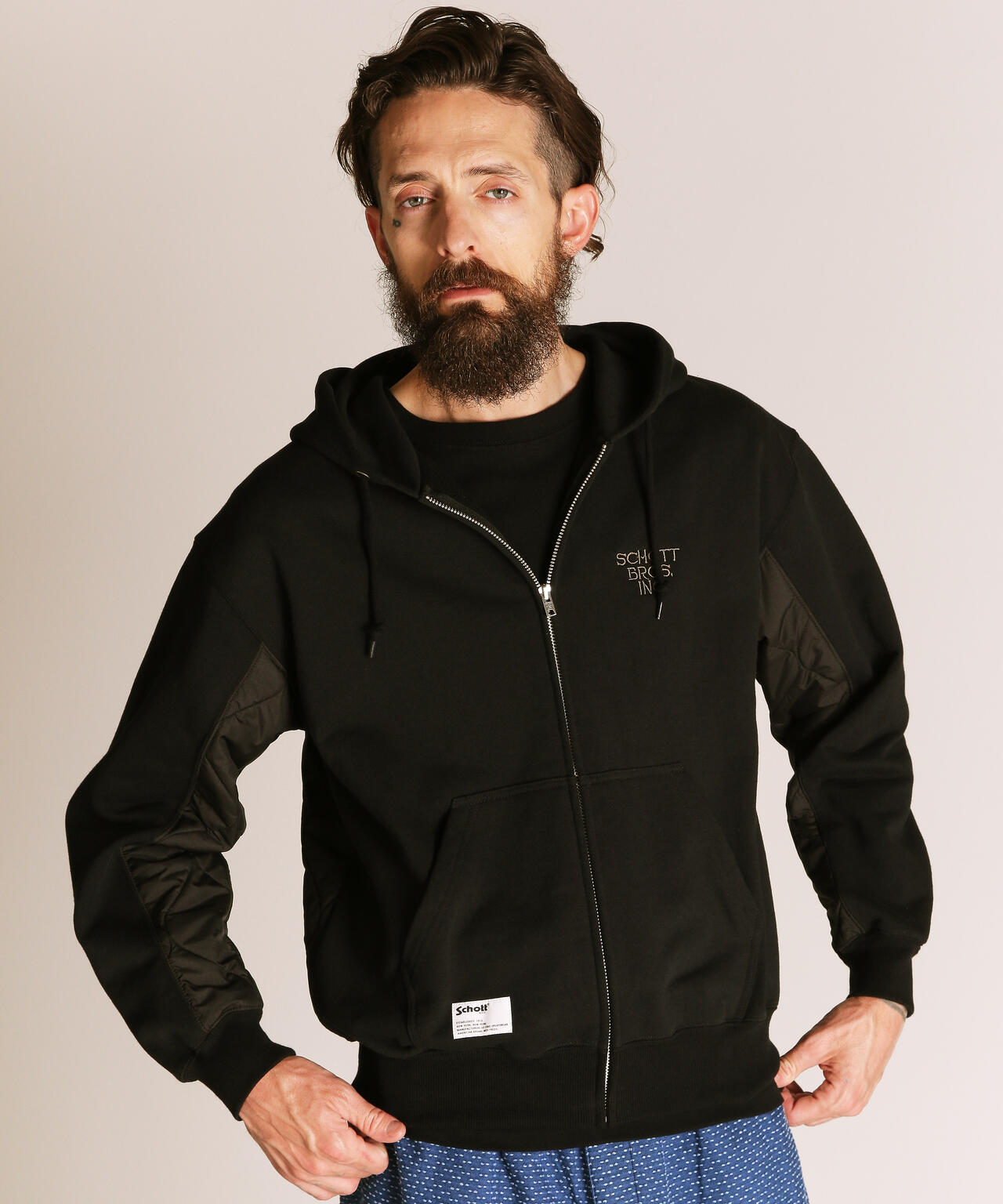 QUILTED COMBI. ZIP HOODED/キルティング コンビ ジップパーカー