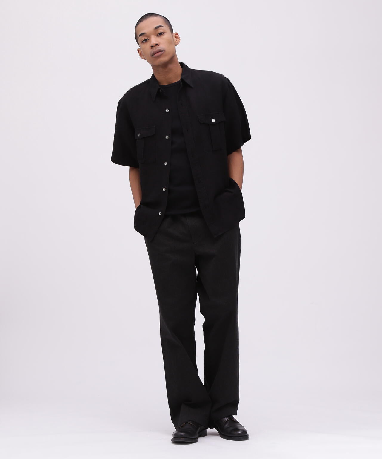TFQP by HANDROOM》UTILITY SHORTSLEEVE SHIRT FLAT BLACK / 半袖