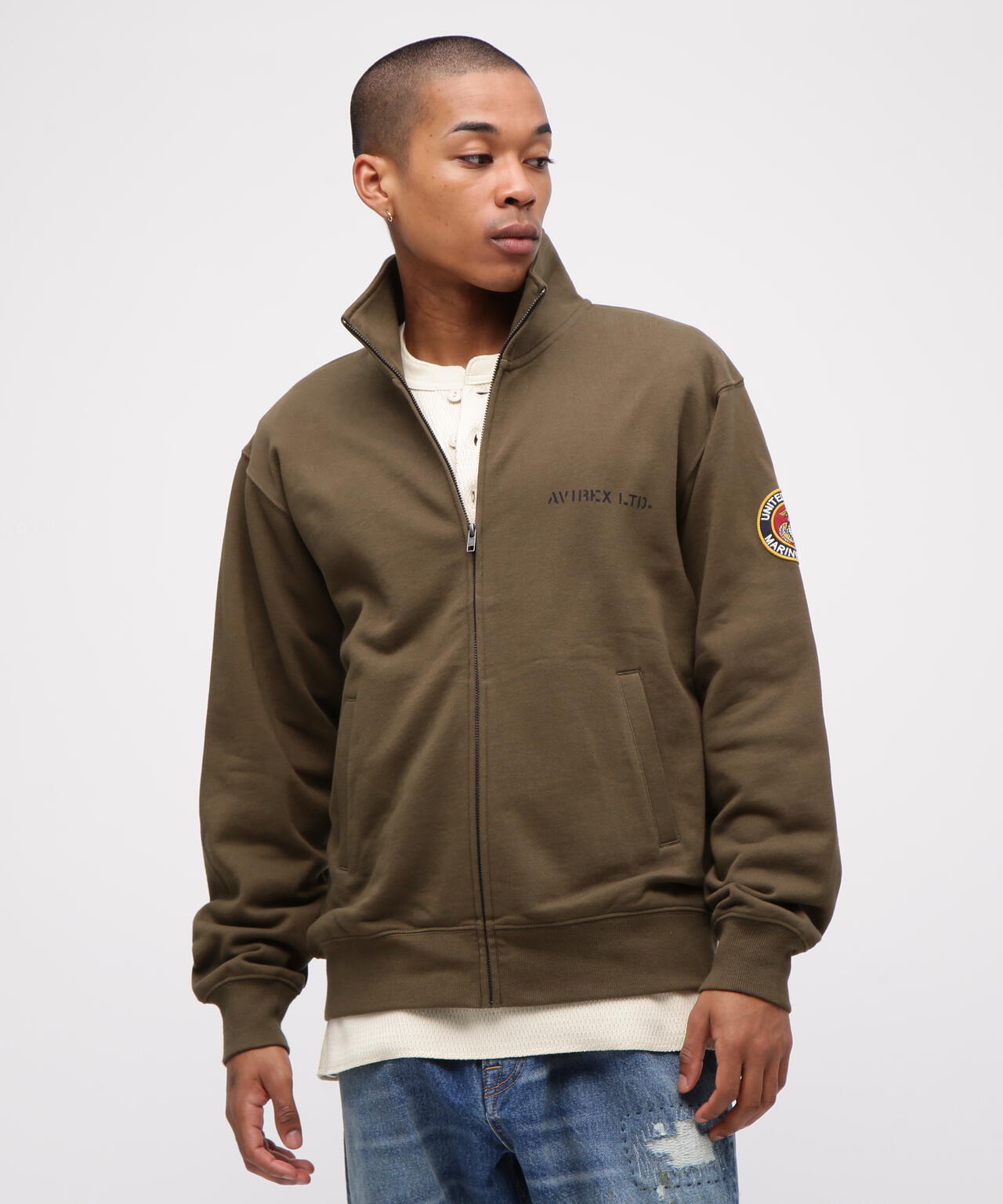 直営店限定》CAMP LEJEUNE PATCHED STAND ZIP SWEAT | AVIREX