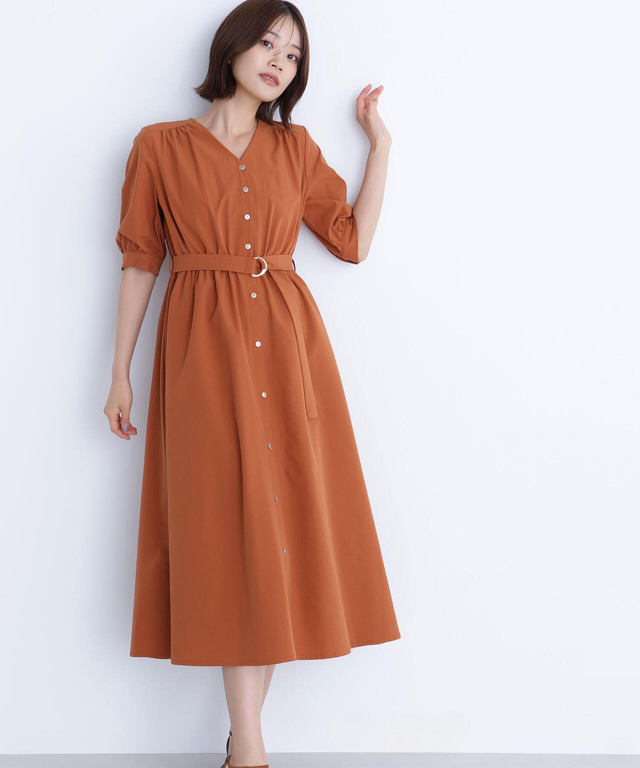 ゴールドボタンベルテッドワンピース | NATURAL BEAUTY BASIC
