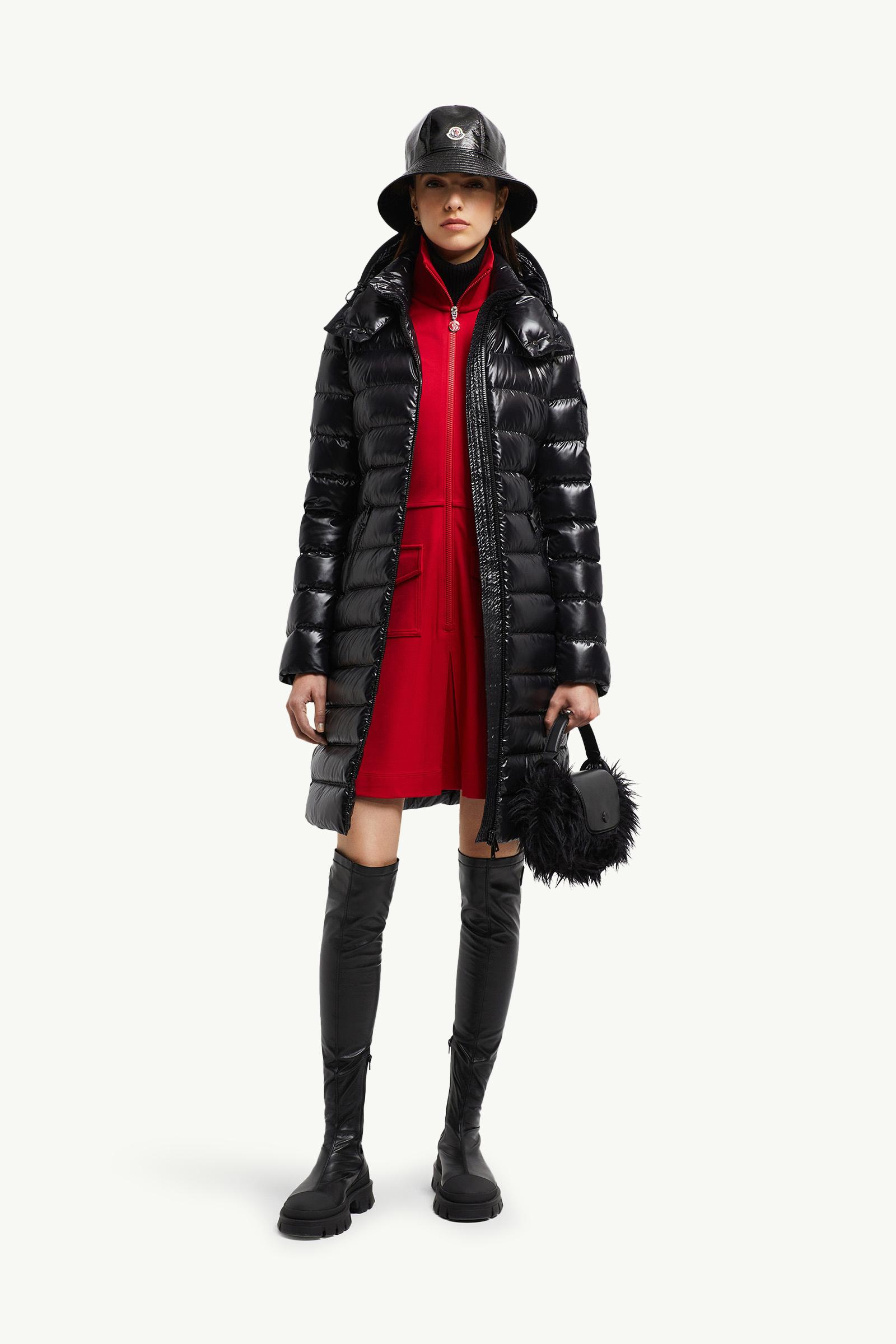 Black Moka Long Down Jacket - Long Down Jackets for Women | Moncler US