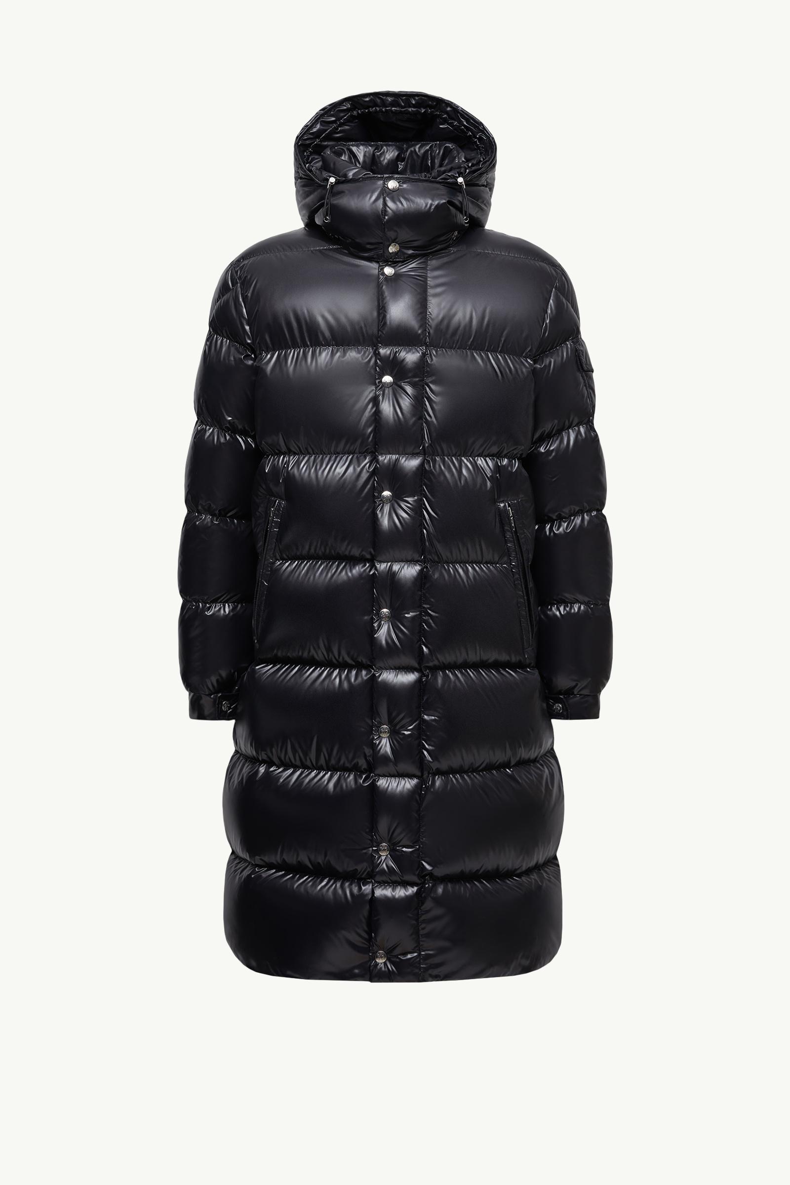 Black Hanoverian Hooded Square-Quilted Long Down Jacket - Long