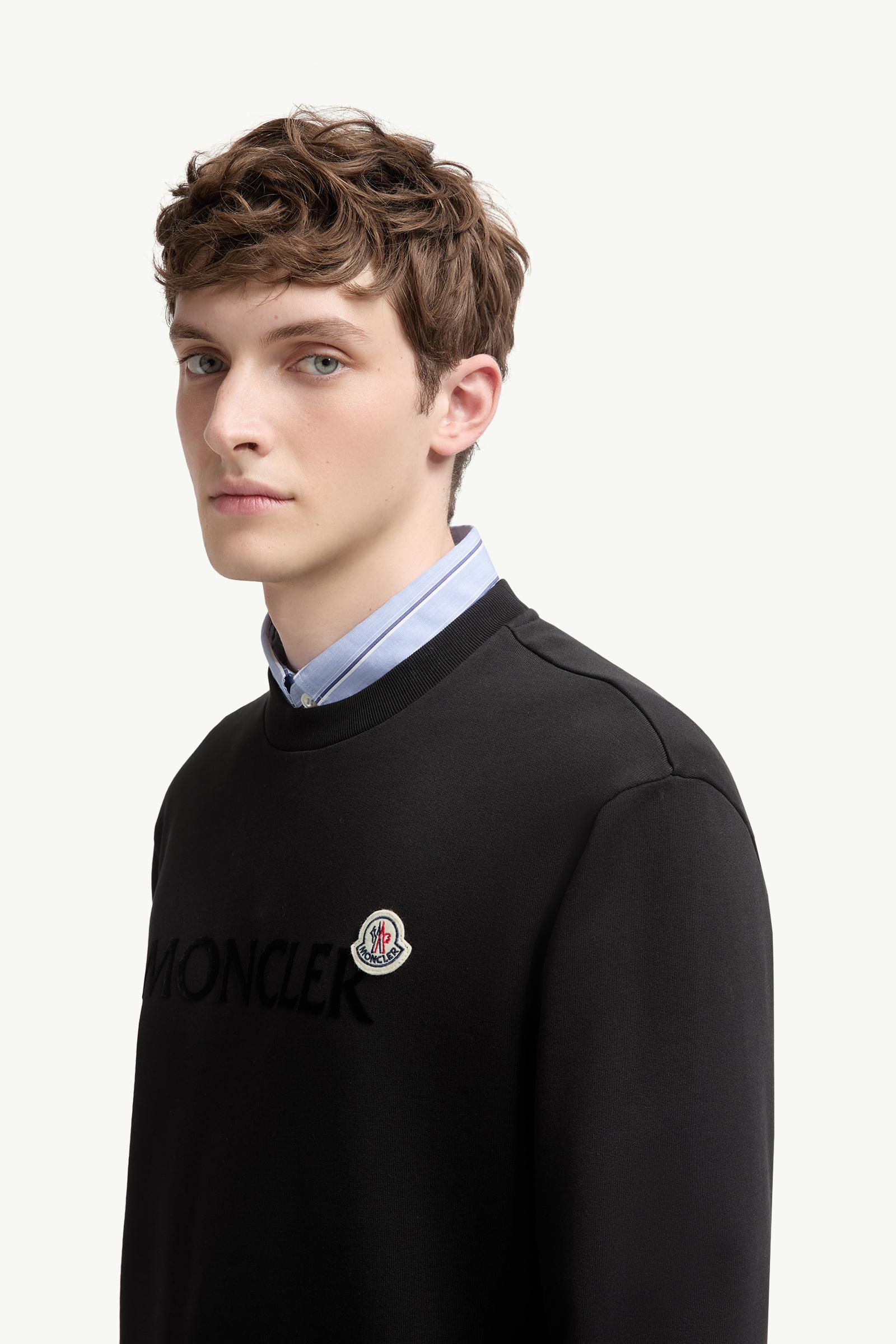 Black Logo Cotton Sweatshirt - Sweatshirts for Men | Moncler US