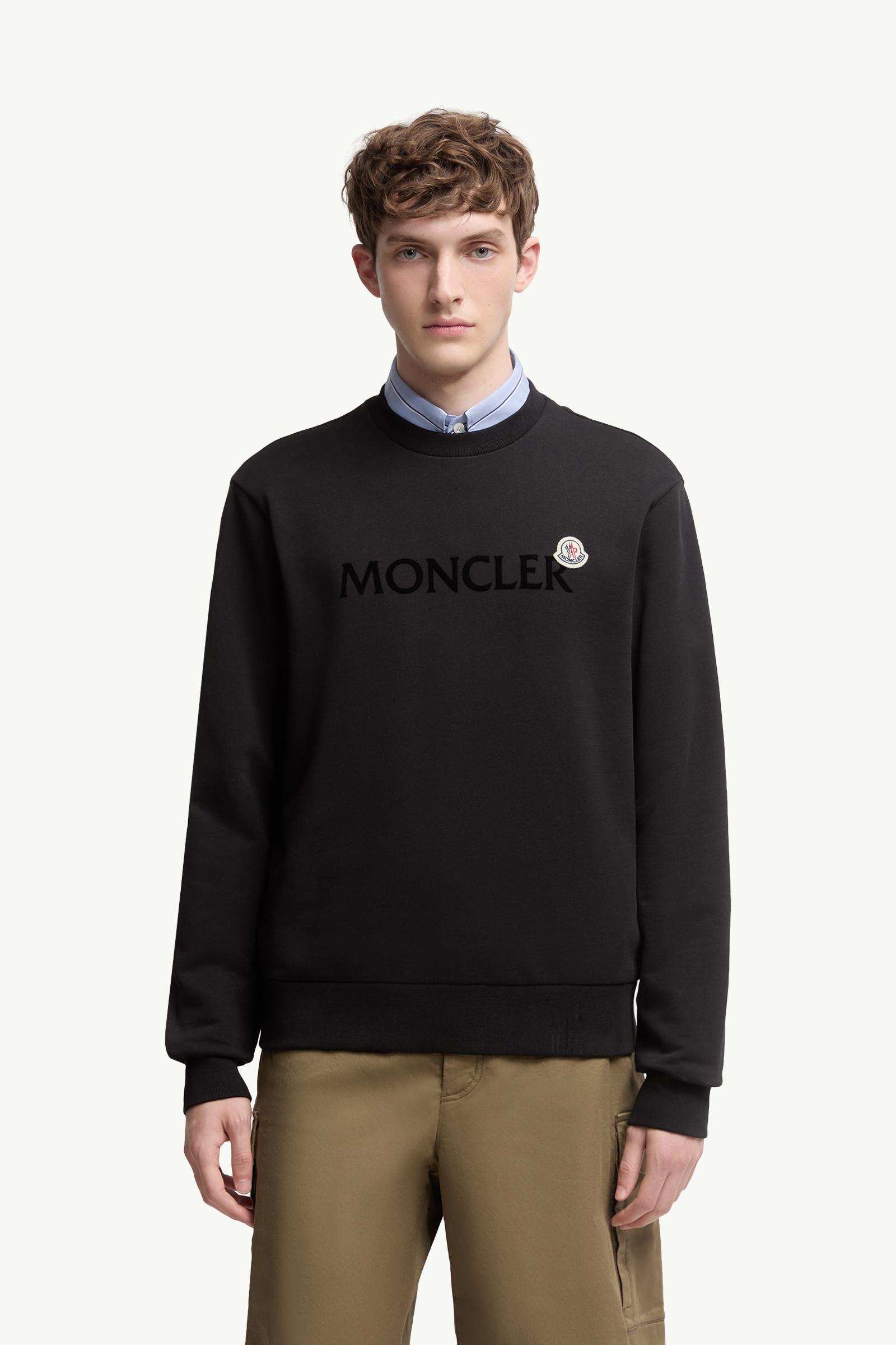 Black Logo Cotton Sweatshirt - Sweatshirts for Men | Moncler US