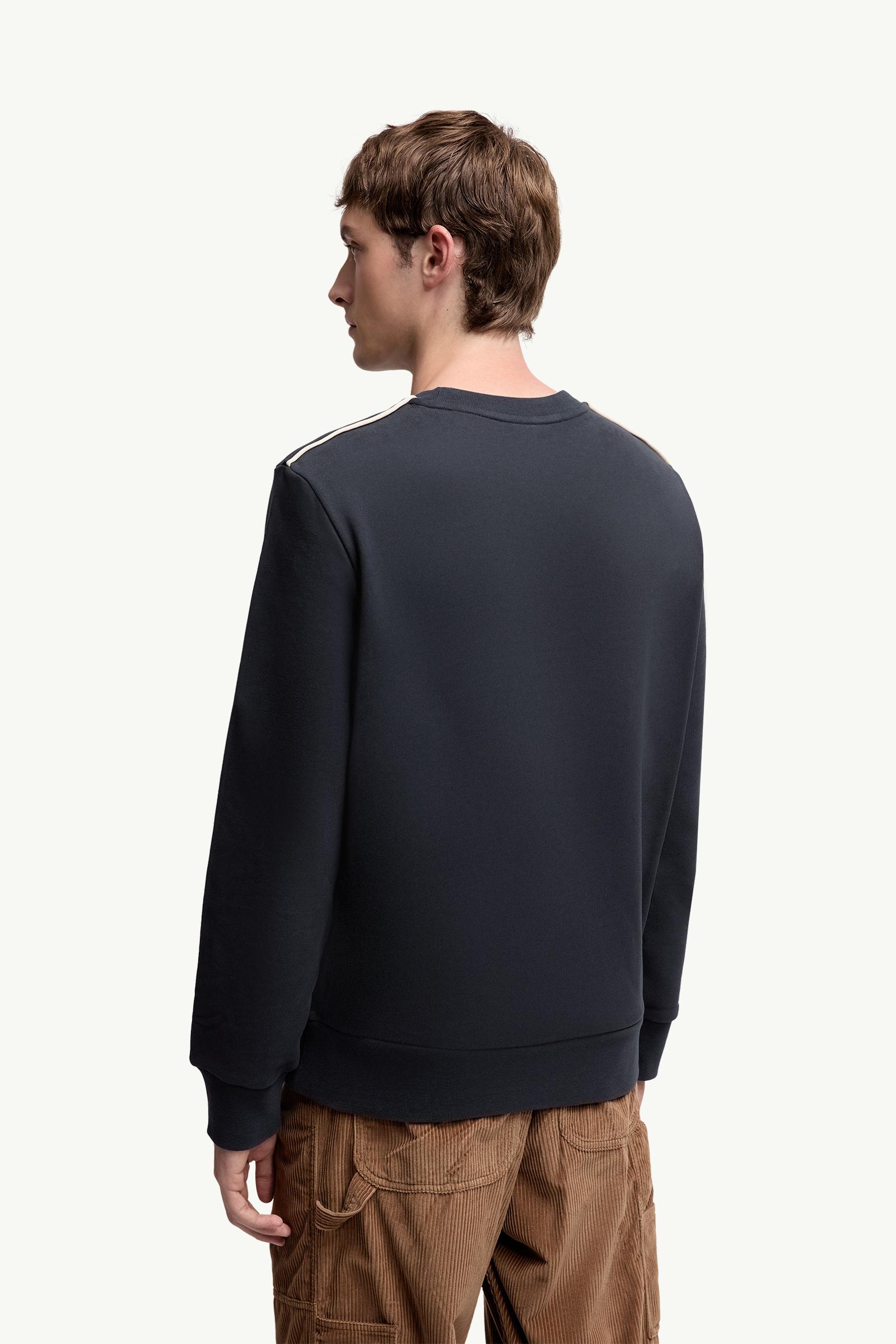 Navy Blue Logo Patch Cotton Sweatshirt - Sweatshirts for Men