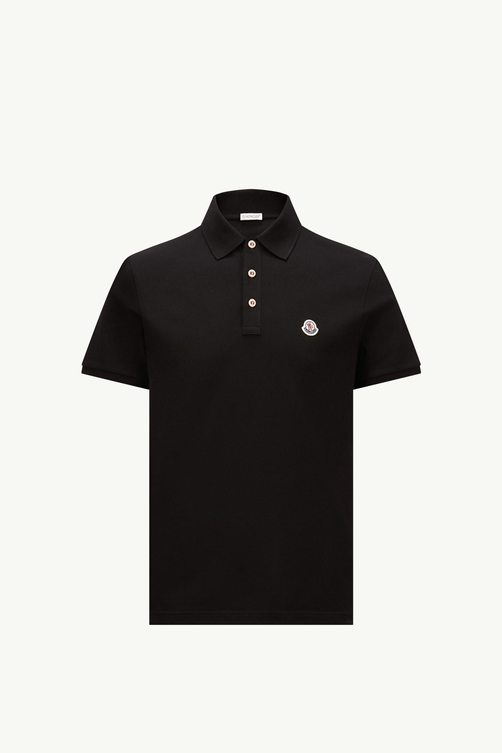 Black Logo Patch Cotton Polo Shirt - Polos & T-shirts for Men