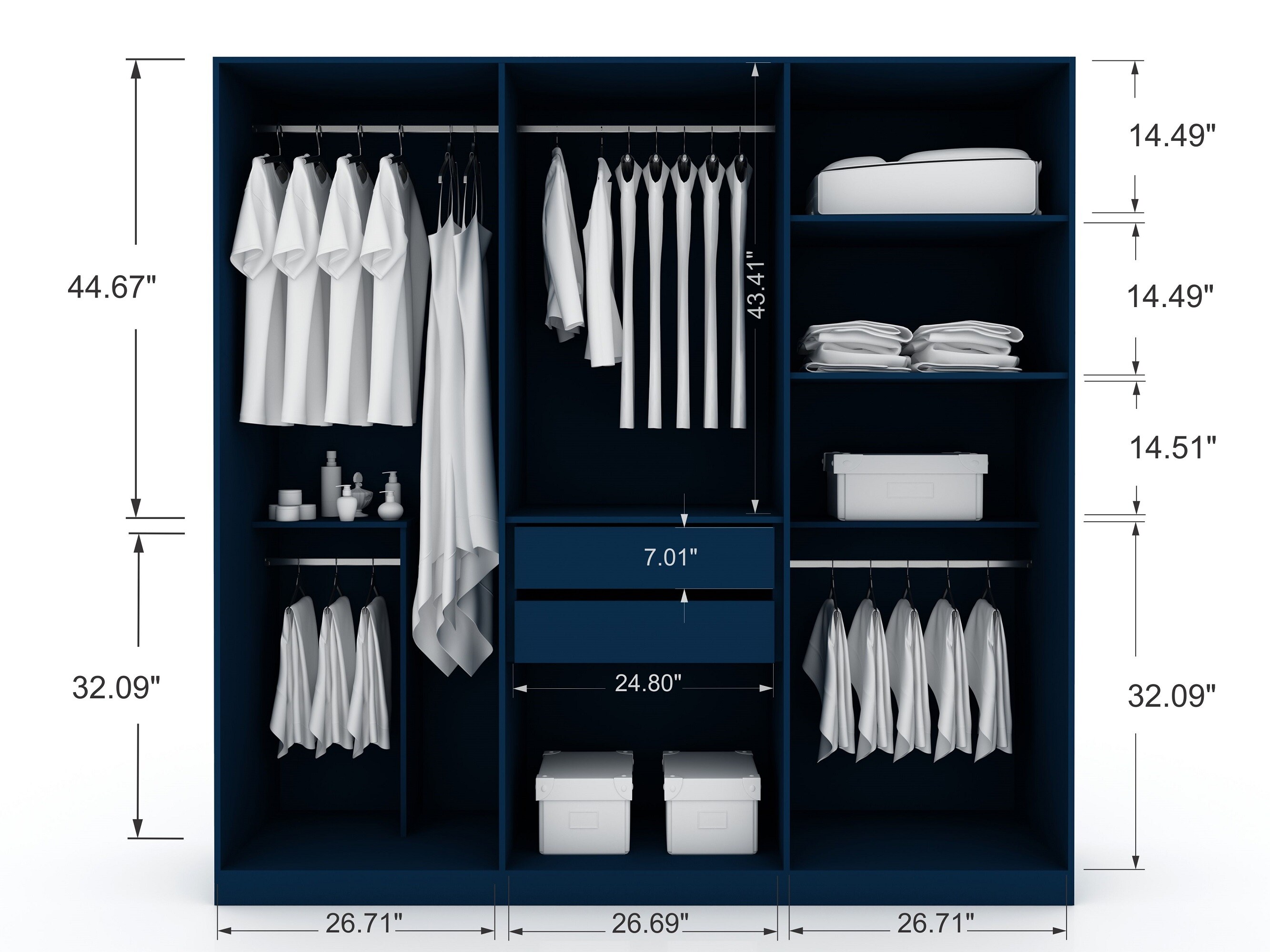 Manhattan Comfort Gramercy Tatiana Midnight Blue Armoire at Lowes.com